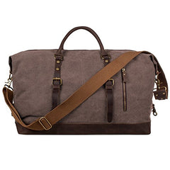Oversized Canvas Leather Duffel Shoulder Handbag